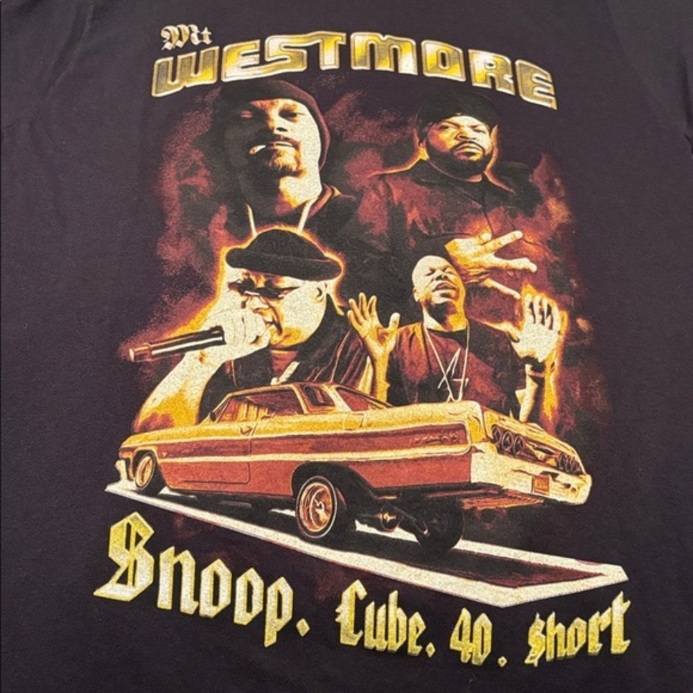 Mount Westmore Graphic Rap T Black Gold Small Snoop Dogg Ice Cube E-40 Too Short